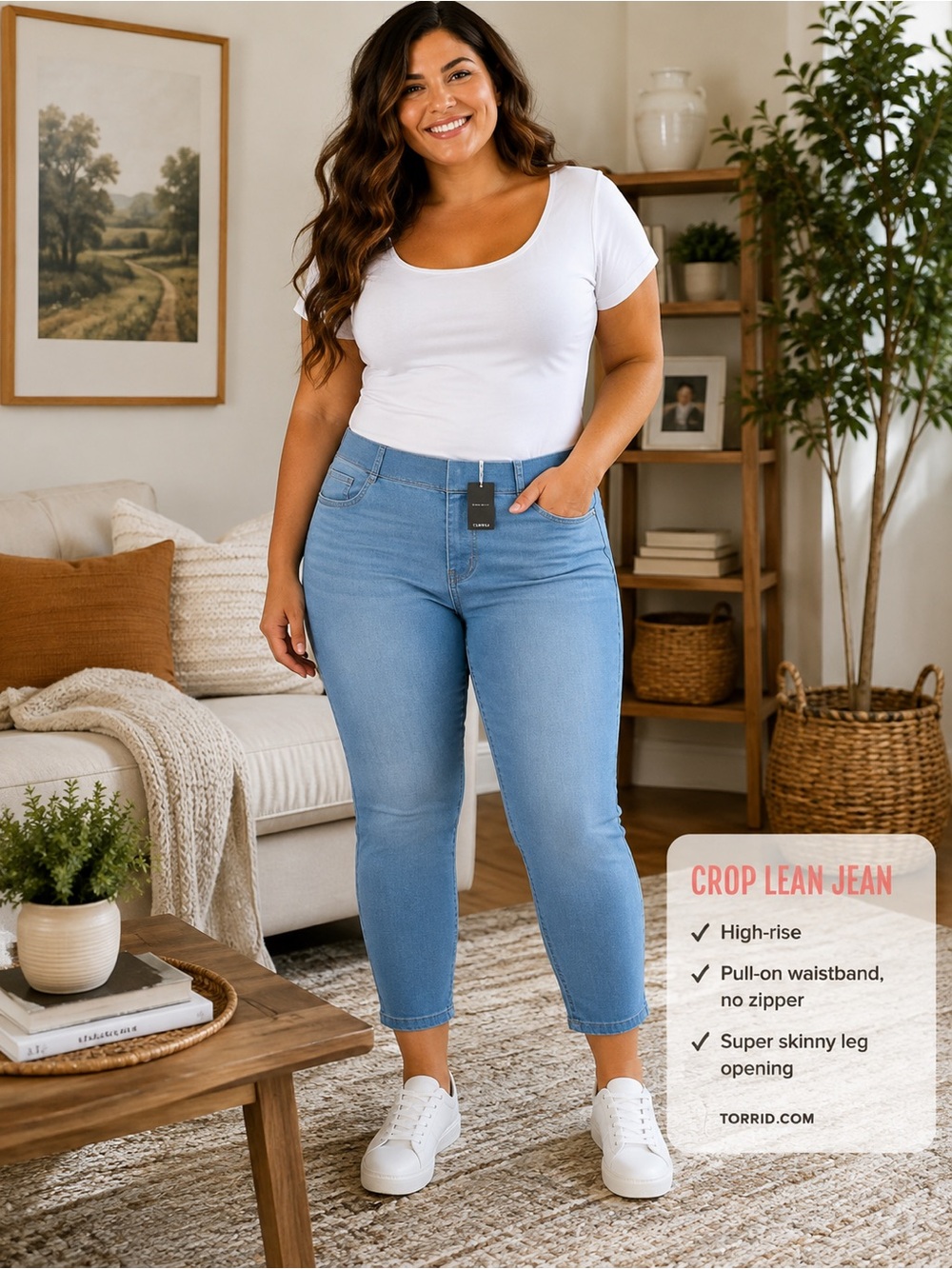 NWT Torrid Women’s High Rise Pull-On Light Wash Slim Fit Stretch Cropped 4x/26